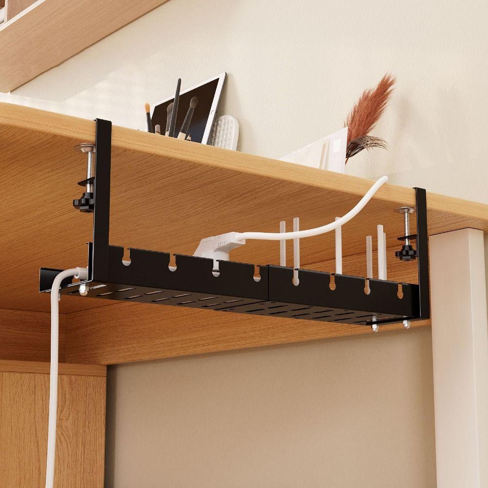 Heavy Duty Retractable Cable Storage Rack Space Saving Metal Cable Tray  Computer Desk