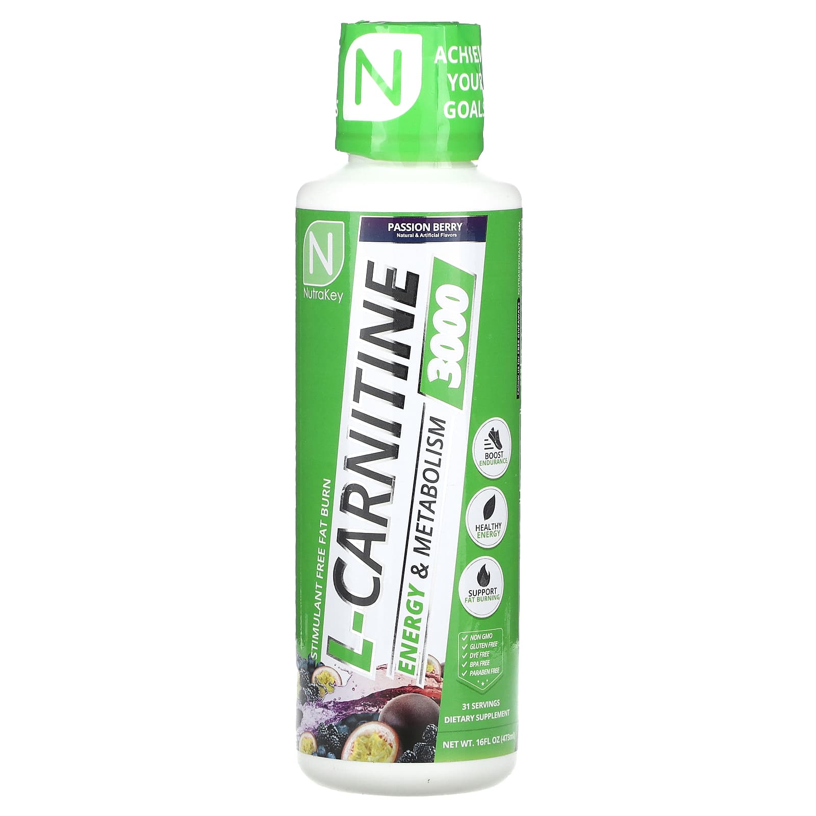 

Nutrakey, L-Carnitine 3000, Passion Berry, 16 fl oz (473 ml)