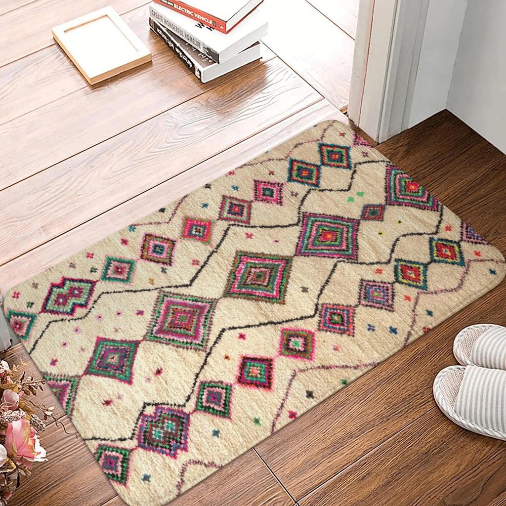 Retro Moroccan Style Carpet Front Door Floor Entrance Non Slip Floor Mat Ethnic Art Kitchen Bathroom Door Mat Bathroom Carpet