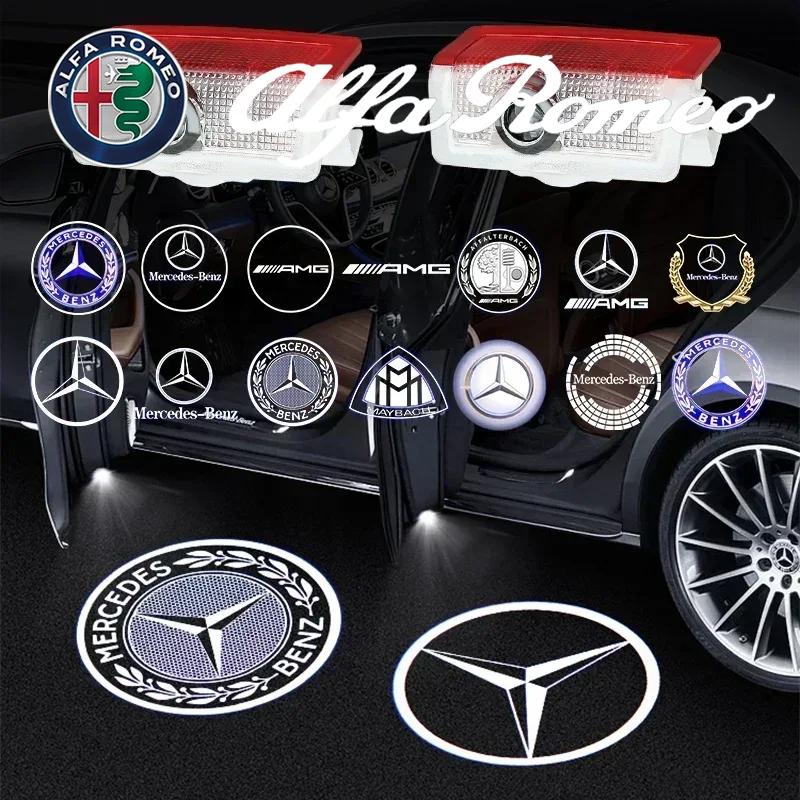 2 Pezzi Luce di Benvenuto con Logo LED per Portiera Auto Per Mercedes Benz AMG Classe A C E GLC GLA GLE GLB W177 W205 W212 W213 X253 X156 W166 X247