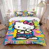 3pcs Hello Kitty In a Playful Pose Pattern Bedding Three-Piece Set (1 Cover + 2 Pillowcases, No Fillings), Soft and Comfortable S038