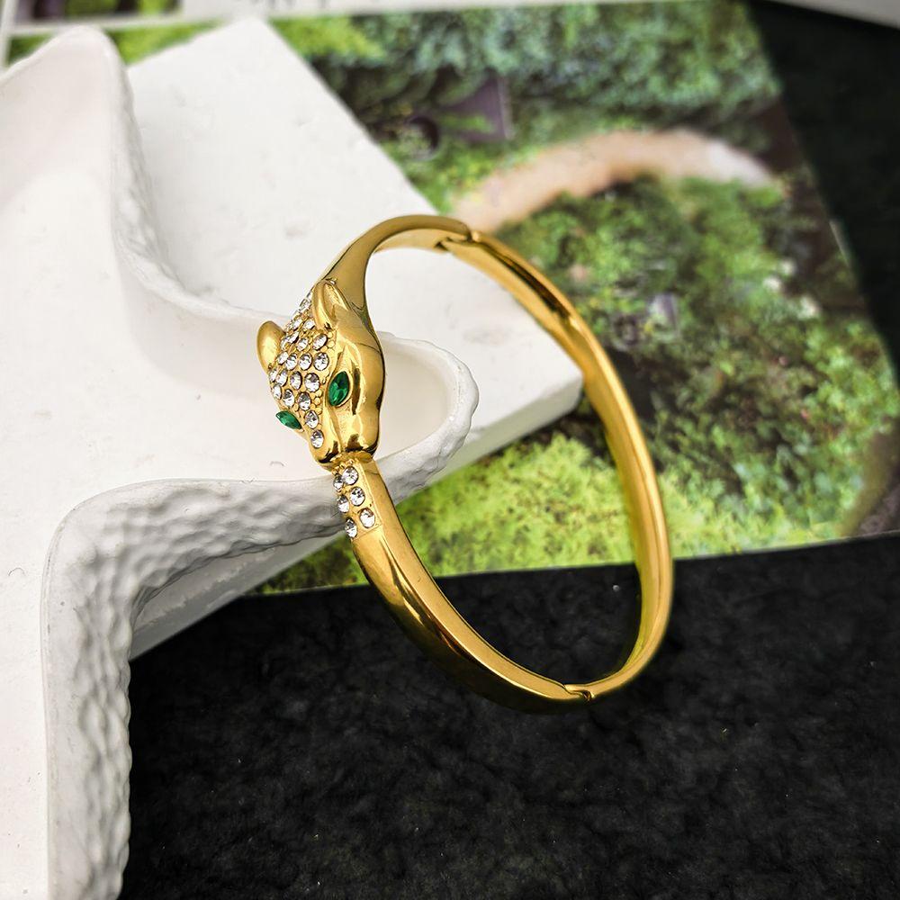 Открытый браслет  Леопард с зелеными глазами  Женский Зеркальный Высококачественный Живой Браслет 17CM