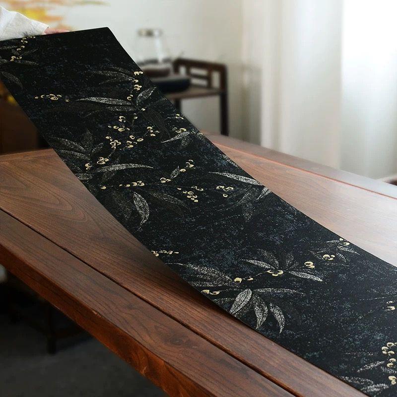 

Водонепроницаемая скатерть для чая Brocade в новом китайском стиле, Дзен, дорожка на чайный столик, ткань для чайной церемонии, роскошная скатерть для чайного столика, кофейного столика Black Fruits 150*28cm