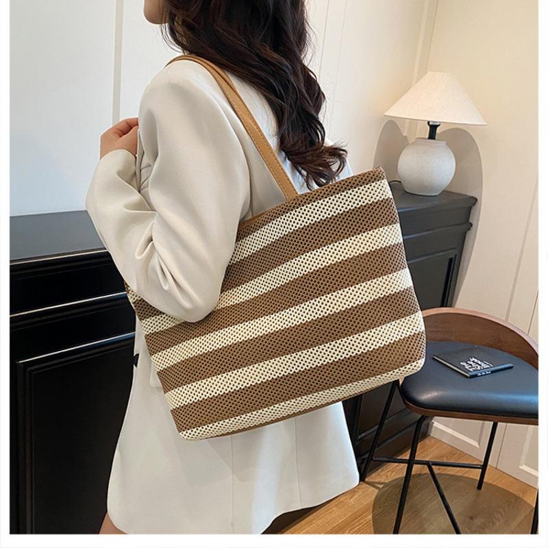 Premium Tote Bag Woven Large Capacity Shoulder Women's Bag Lazy Wind Lightweight Vacation Bag Shopping Bag