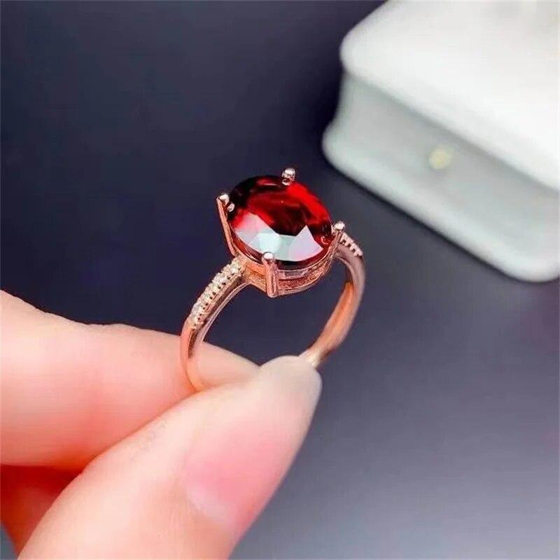 

Кольцо из серебра 925 пробы с натуральным гранатом для женщин, простой дизайн, элегантный подарок на годовщину