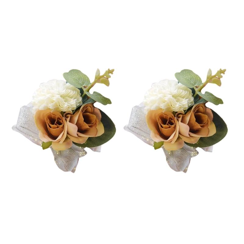 2Pieces Elegant Wrist Flowers for Bridesmaid and Party Decorations Wedding Decoration Gifts