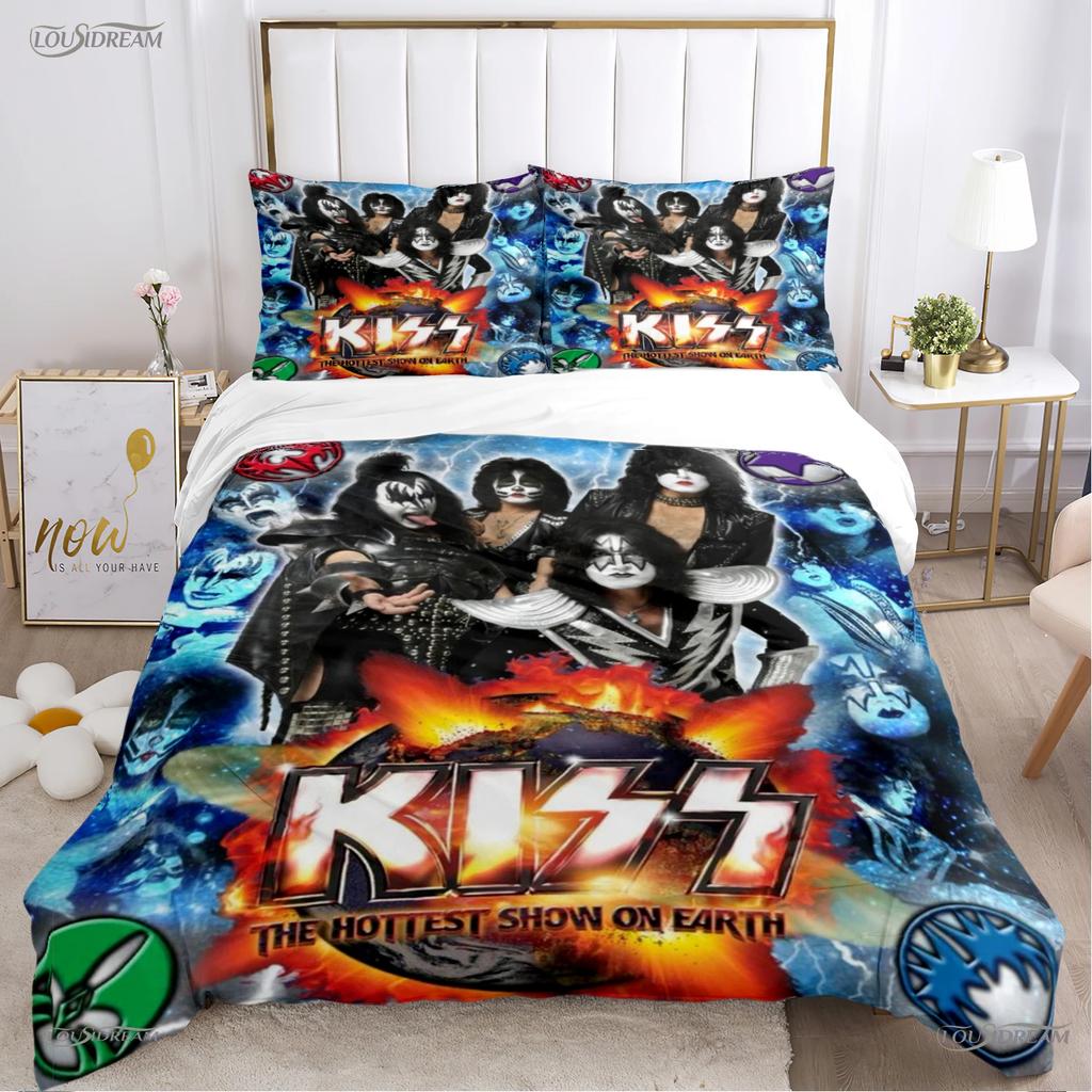 Kiss Band Rock Music All Season Duvet Cover Comforter Bedding Set Soft Quilt Cover And Pillowcases Teen Single/Double/Queen/King