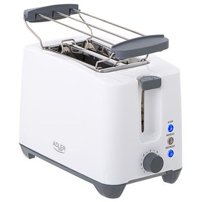 Adler | AD 3216 | Toaster | Power 750 W | Number of Slots 2 | Housing Material Plastic | White