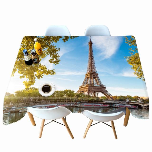 

Скатерть с рисунком исторических зданий, голубое небо, утолщенная хлопковая прямоугольная круглая скатерть для свадьбы, пикника, вечеринки 60 X 120CM