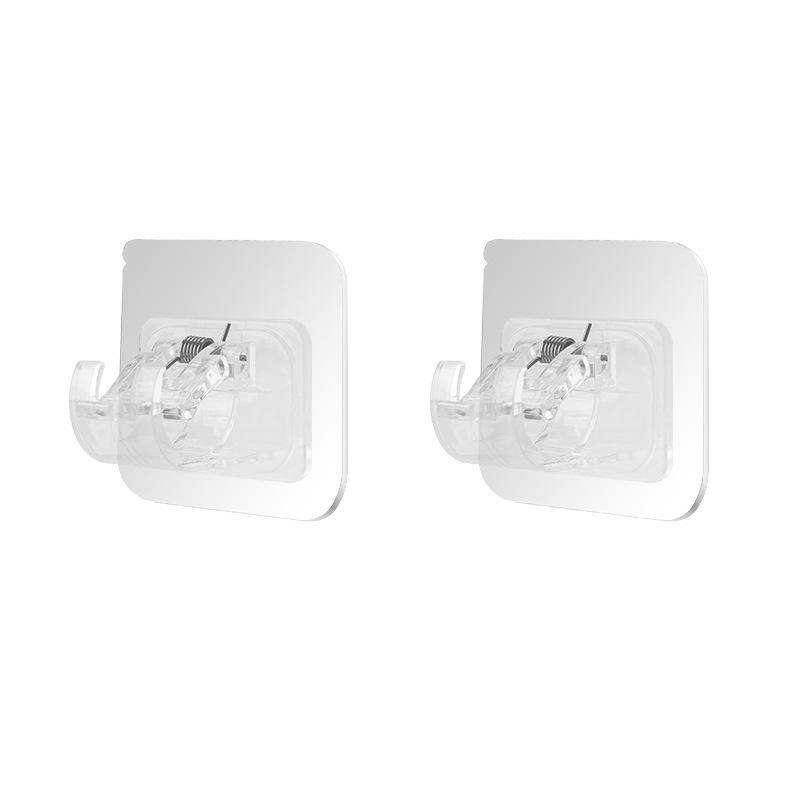 2pcs Self-adhesive Hooks Non Perforated Curtain Rod Clamp Hooks Shower Curtain Rod Hanger Brackets Household Fixed Clamp Hanger