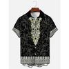 Men's Shirt Art Pattern Print Casual Shirt Short Sleeve Oversized Top Summer Vintage Flower Pattern Beach Y2k Fashion Clothing
