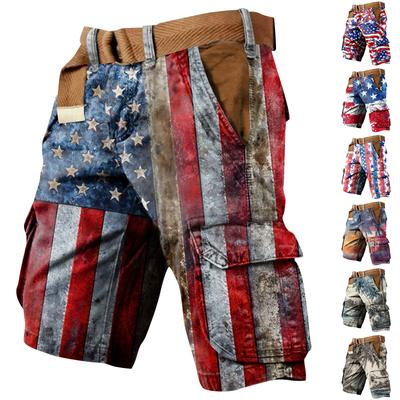 Men's Independence Day Printed Multi Pocket Workwear Shorts