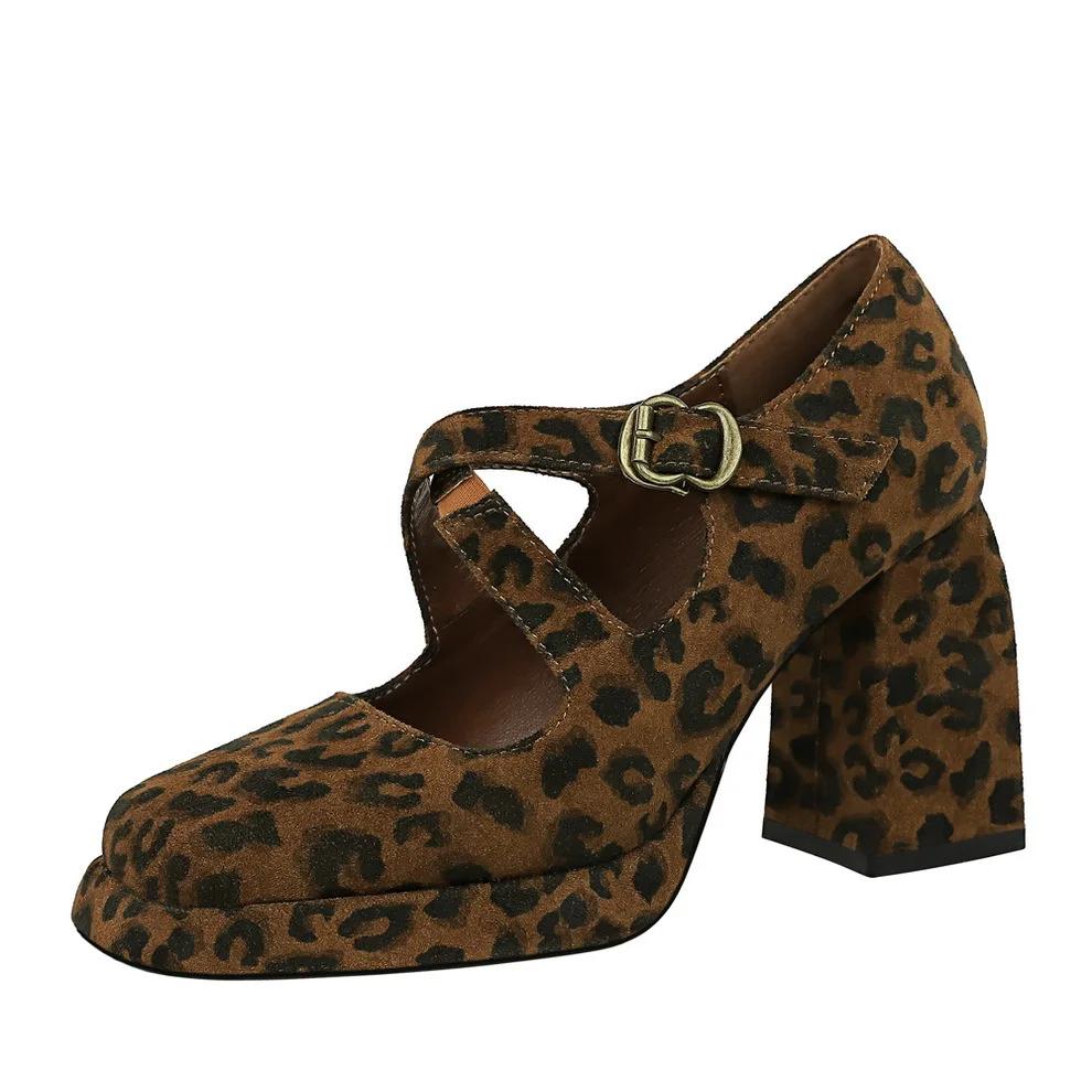 Fashion Thick Bottom High Heels Women Shoes Solid Fashion Temperament Single Shoe Spring Summer Ankle Buckle Elegant Woman Heeled Shoes