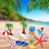 15 Pcs Summer Beach Cake Decoration Chair Palm Tree Summer Ocean Cake Toppers Hawaiian Aloha Luau Theme Decorations Supplies