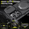 Heavy Duty Armor Magnetic Bracket Case for For Iphone 17 16 1 14 13 12 11 Pro Max Plus Slide Camera Protection PC Cover