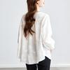 Pure Cotton Embroidered Shirt for Women Long Sleeves Summer New Thin Top Temperament Lady Round Neck Shirt