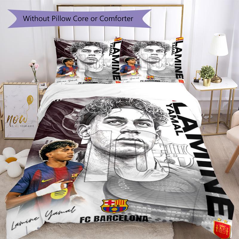 Lamine Yamal Fcb World Cup Champion Bedding Set,Premium Bed Linen for Bedroom Home Decoration,Perfect Collectible Gift for Messi Fans,Easy Care Duvet 