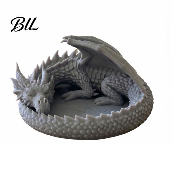 Premium Material Key Organizer 3D Printed Fantasy Dragon Jewelry Tray, Gothic Winged Desktop Organizer, Artistic Tray Centerpiece Mythical Figurine серый