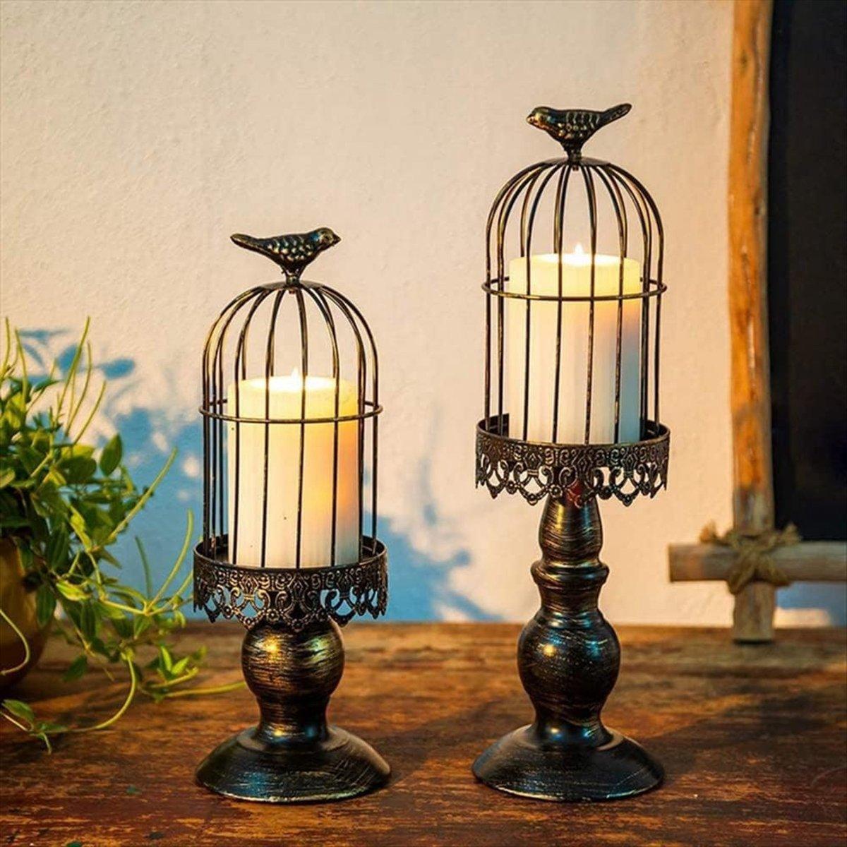

BHBL Vintage Bird Cage Candle Holder Wedding Table Decoration Props Wedding Decoration Metal Iron Candle Holder,White,S China Mainland