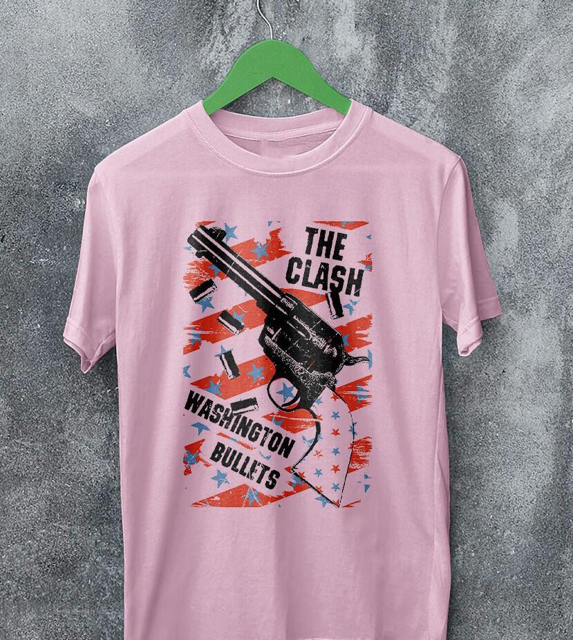 

New Hot The Clash Shirt The Clash Washington Bullets pink color Shirt TT521 Unisex T-Shirt L