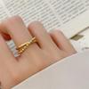 Double Layer Beaded Chain Titanium Steel Retro Ring - Fashionable Personalized Women's Index Finger Ring