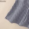 ZANZEA Women Summer Round Neck Casual Sleeveless Plaid Tank Tops
