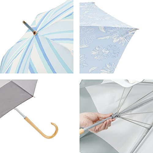 Waterfront Umbulatio Airy Light Long Umbrella in Sketch Flower Powder Pink, 58cm, Slim and Lightweight, Windproof for Women (U158-0786LP2-B0)