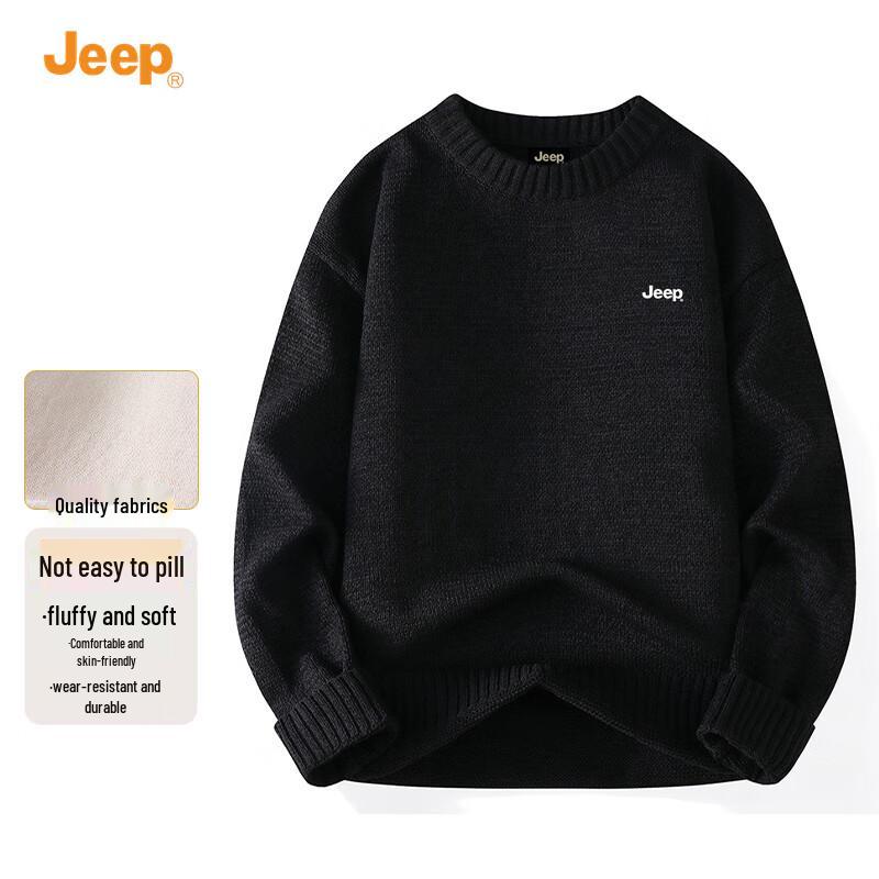 Jeep Men's Casual Warm Long Sleeve Round Neck Sweater