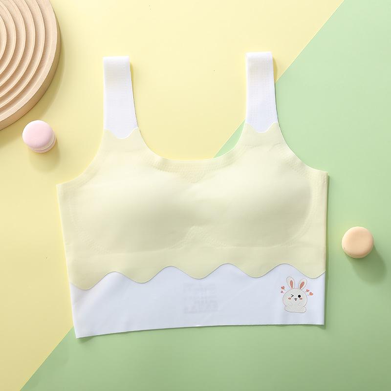 

Нижнее белье для девочек Цельный спортивный топ на бретелях для девочек средней школы, студенческий бюстгальтер из ледяного шелка, дышащее и удобное нижнее белье XL светло-желтого