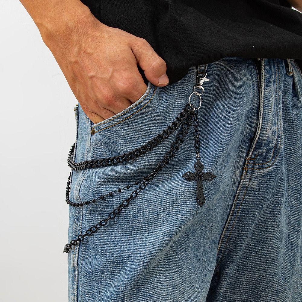 Tassel Punk Belt Chain Zinc Zinc Zinc Alloy Tassel Jeans Chain Retro Cross Waist Chain  Female
