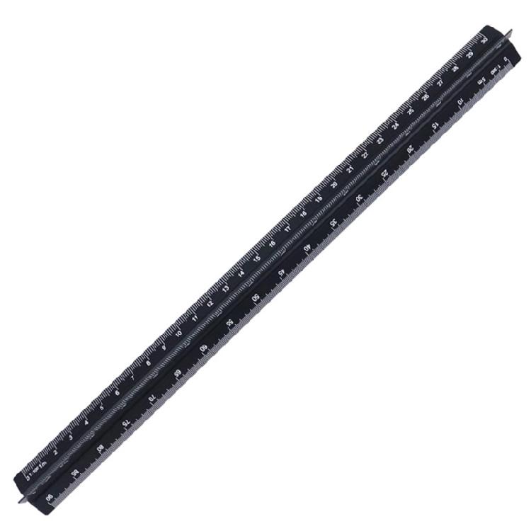 Architect Aluminum Triangular Ruler With Fade Resistant Engraved Etching For Accurate Technical Measurements чёрный