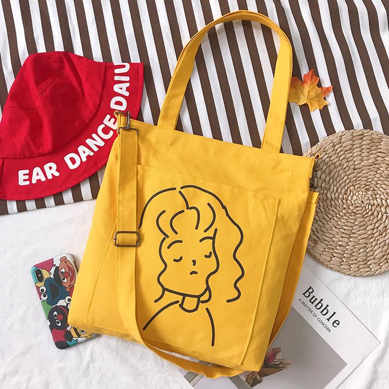New canvas bag women's trend simple fashion women's bag shoulder bag fresh element handbag