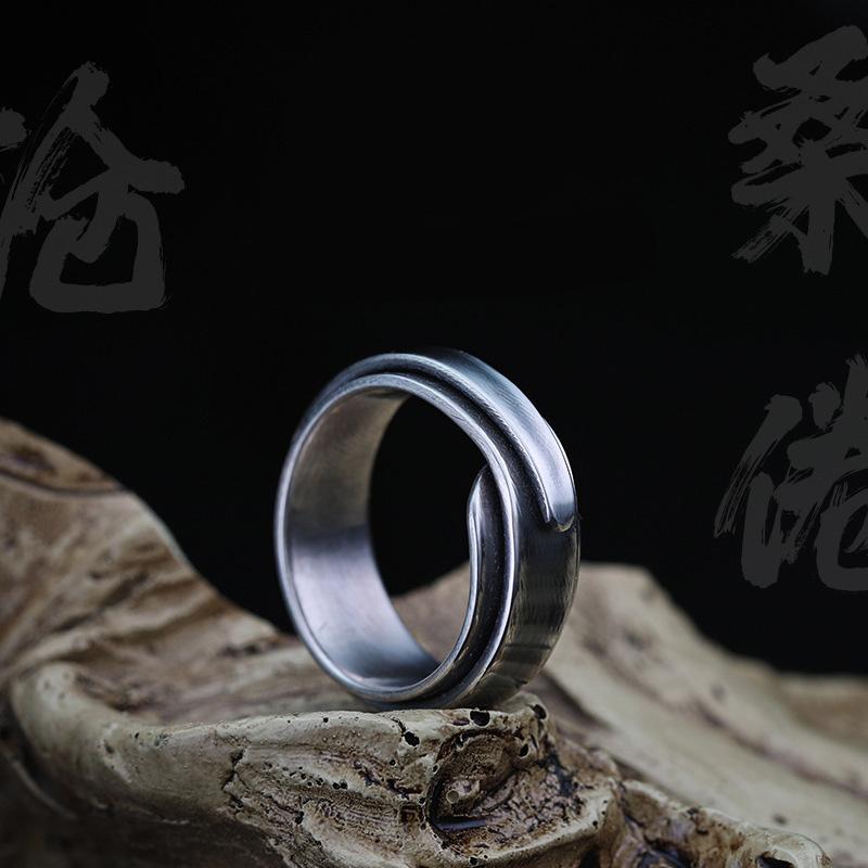 Retro Overlapping Bridges Ring For Men Silver Color Punk Gothic Open Ring Handmade Designer Jewelry Unisex Accessoriess Gift