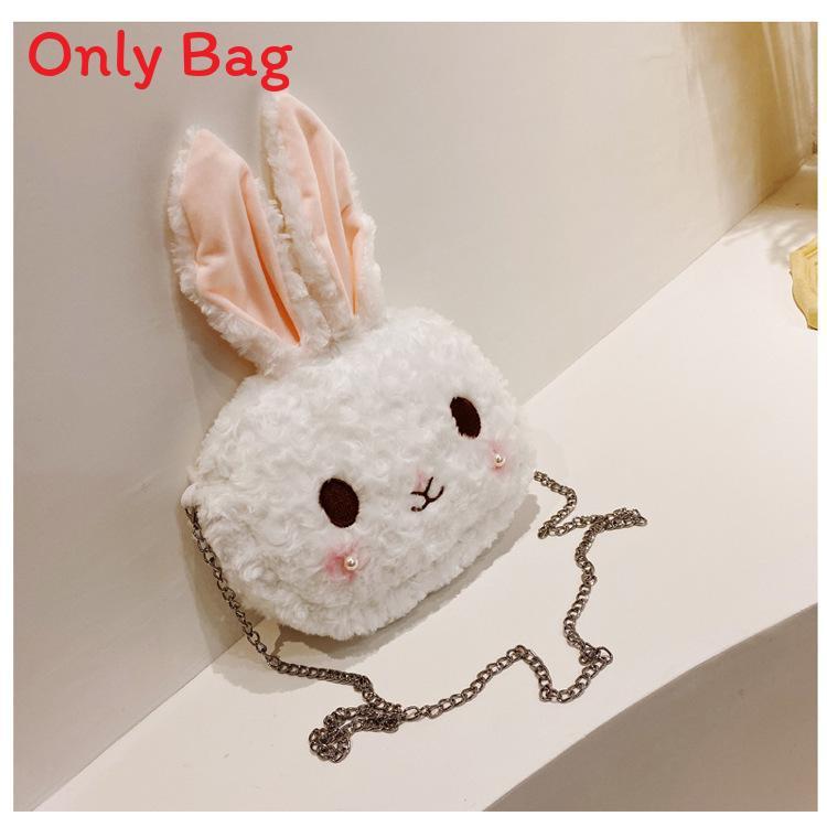 

Plush Lolita Bunny Bag With Pearl Chain For Casual Travel And Cute Style ChainStyle