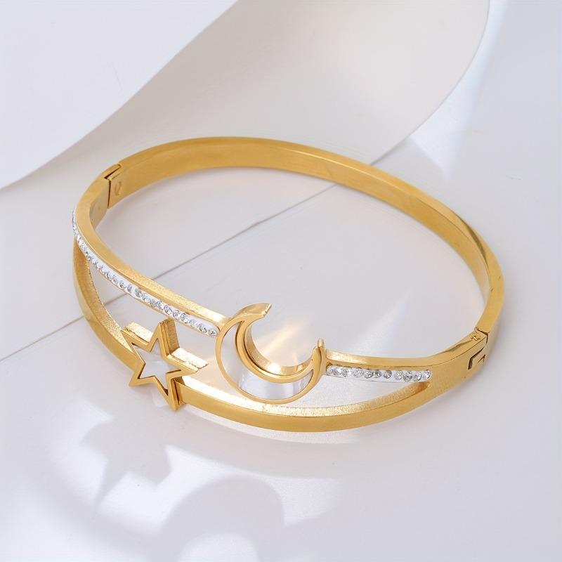 1item Minimalist Bohemian Style Women's Pentagram and Moon Bracelet Non-metallic material Suitable for daily wear, holiday accessories, and elegant
