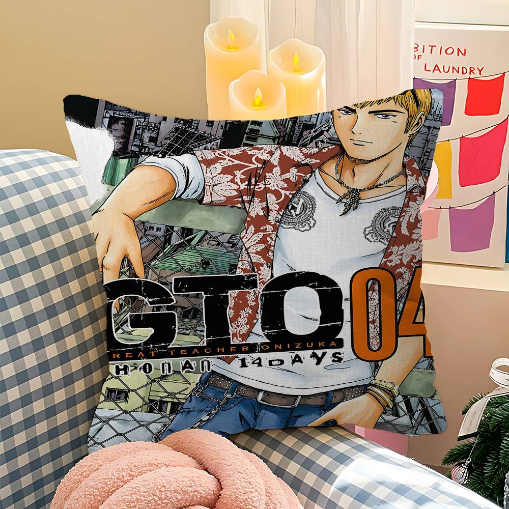 Anime G-Great T-Teacher O-Onizuka Pillow Cover Sofa Cushion Cover Home Room Decoration Children Gift 12x12Inch