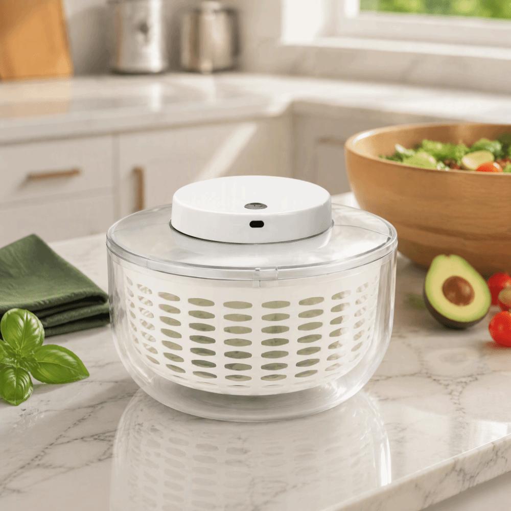 Automatic Salad Spinner Wet Separation Drain Basket Automatic Fruit Vegetable Dryer Kitchen