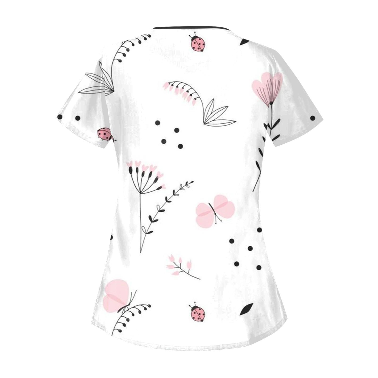 Женская повседневная рабочая одежда с короткими рукавами и принтом — фото 9