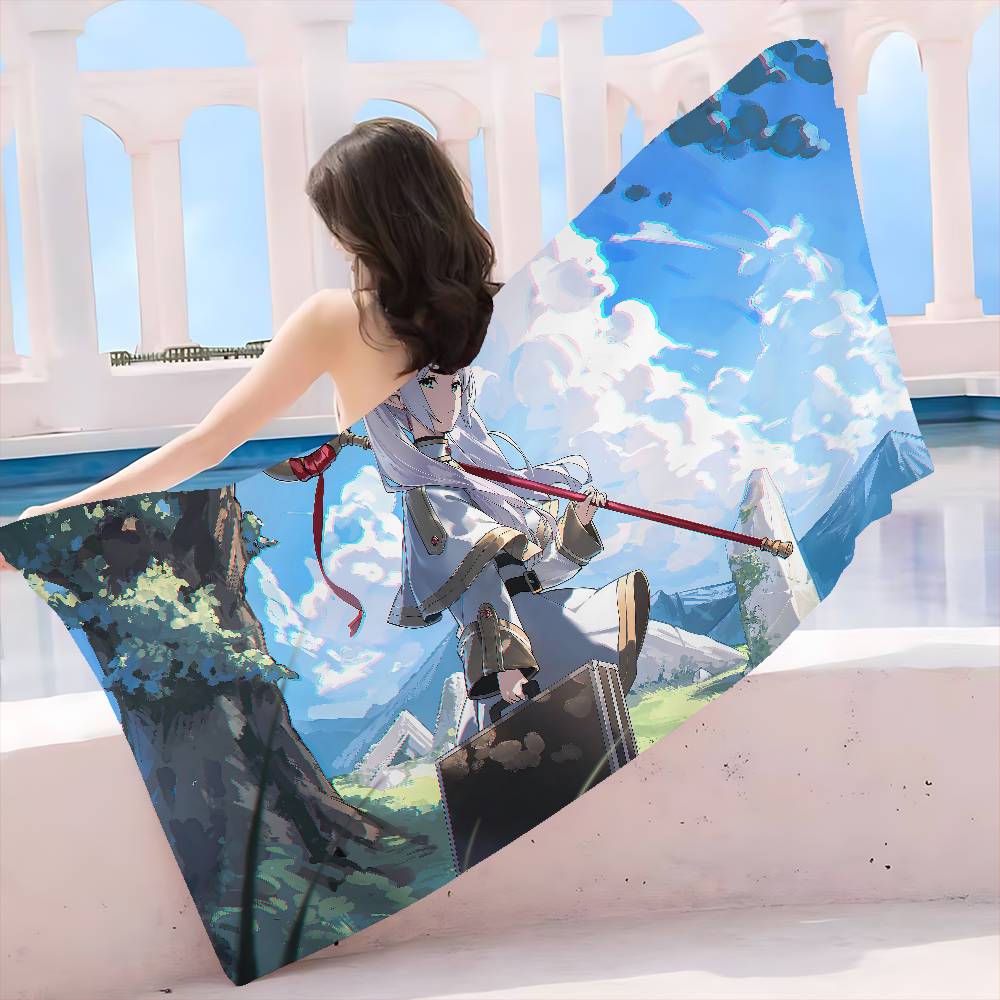 Hot Japan Anime Frieren Microfiber Printed Beach Towel Mountain Climbing Yoga Beach Swimming Running Absorbent Soft Towel