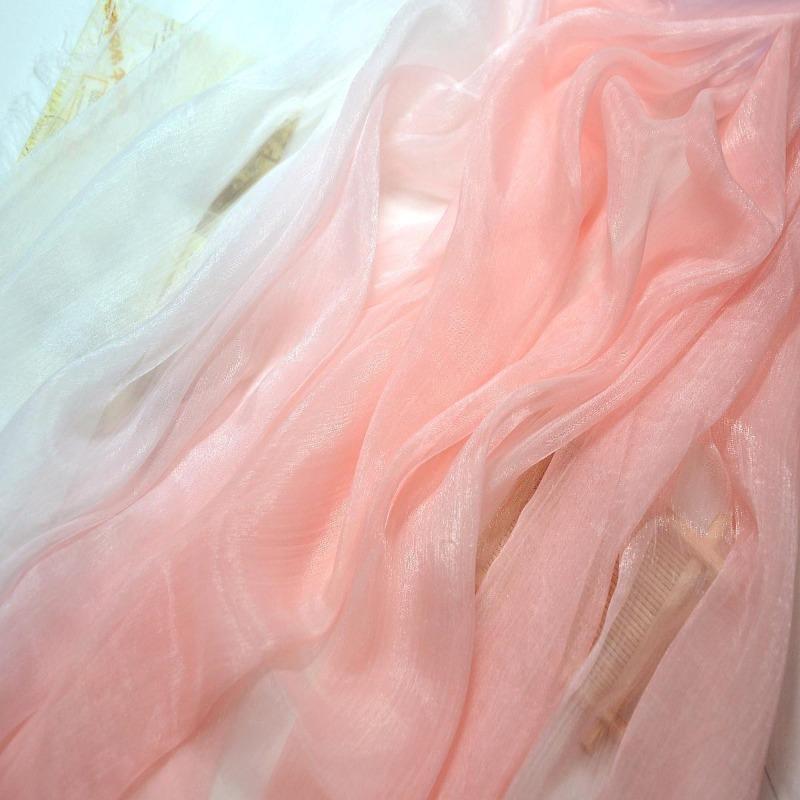 3/5/10m Multicolor Gradient Silk-Crepe Chiffon Fabric for Handmade DIY Sewing Hanfu Apparel Making Wedding Decoration