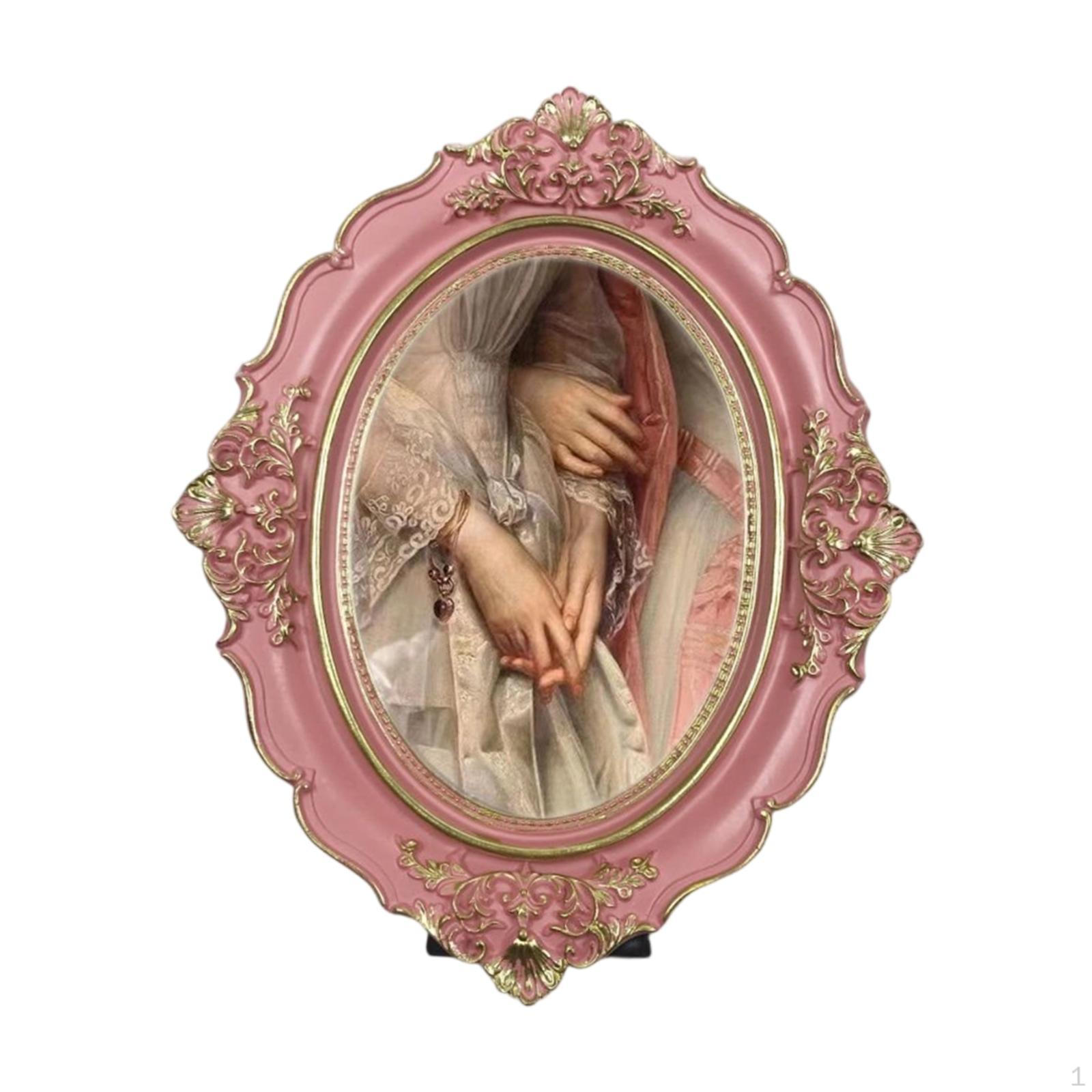 

Овальная винтажная фоторамка для подвешивания или настольной установки, настольный декор для дома, держатель для карточек для фестиваля розовый