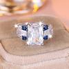 Einzigartiger Damen Weiß Blau Quadratisch Rund Zirkonstein Ring Silberfarben Zierlich Geschenk Party Hochzeit Schmuck Für Frauen