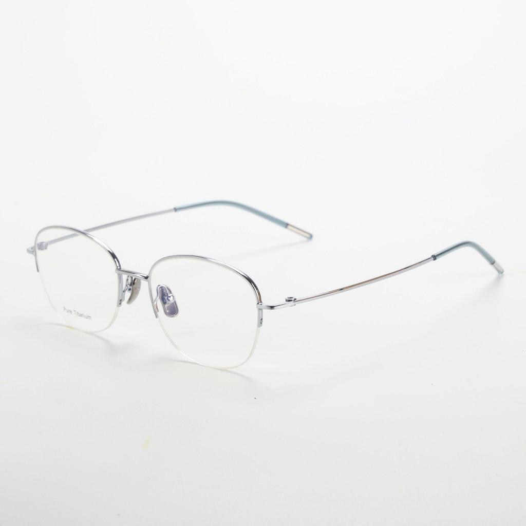 M6716S Unisex Retro Semi-Rimless Pure Titanium Eyeglass Frame - Prescription-Ready
