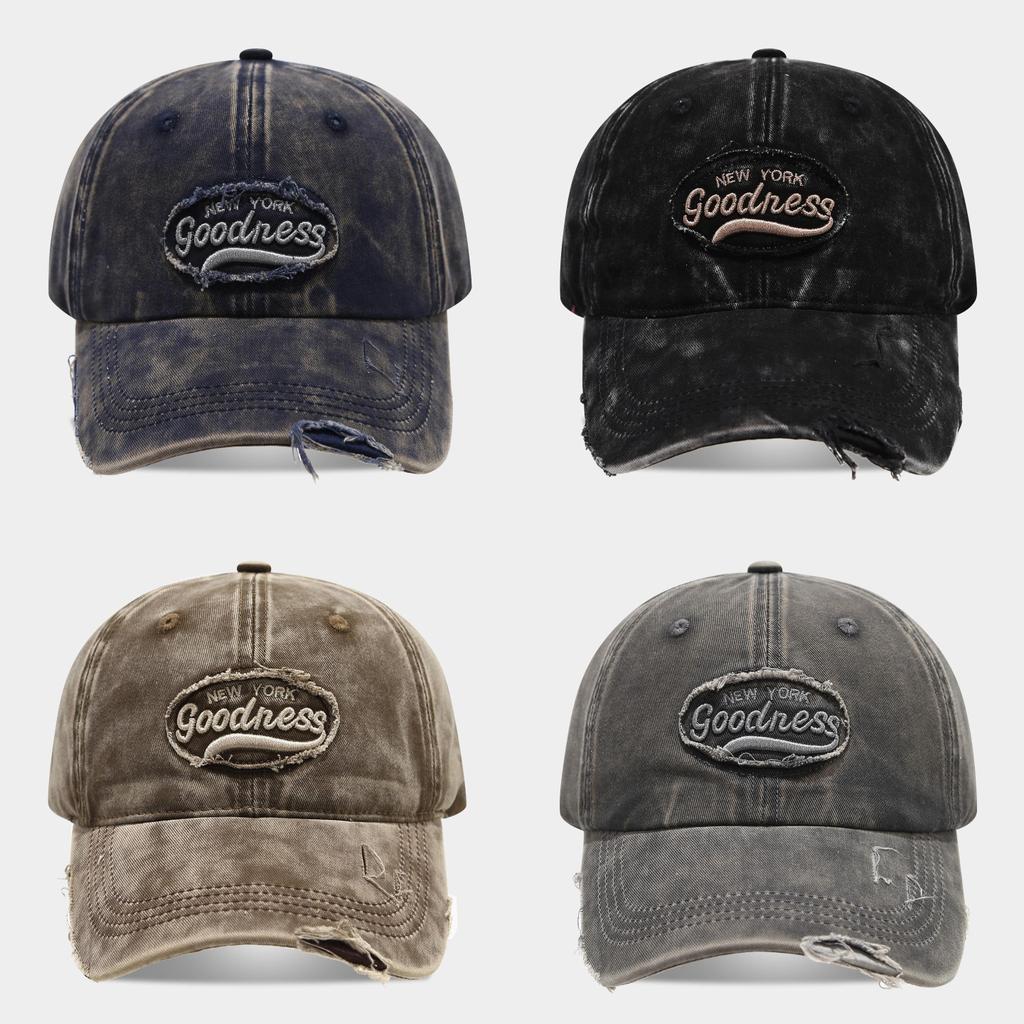 Embroidered Vintage Cotton Baseball Cap With Adjustable Fit For Casual Outdoor Wear