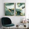 Abstraktes dunkelgrünes goldenes Aquarell-Tinten-Wand-Kunst-Leinwand-Gemälde-Druck-Poster-Bild für die Inneneinrichtung des Wohnzimmers