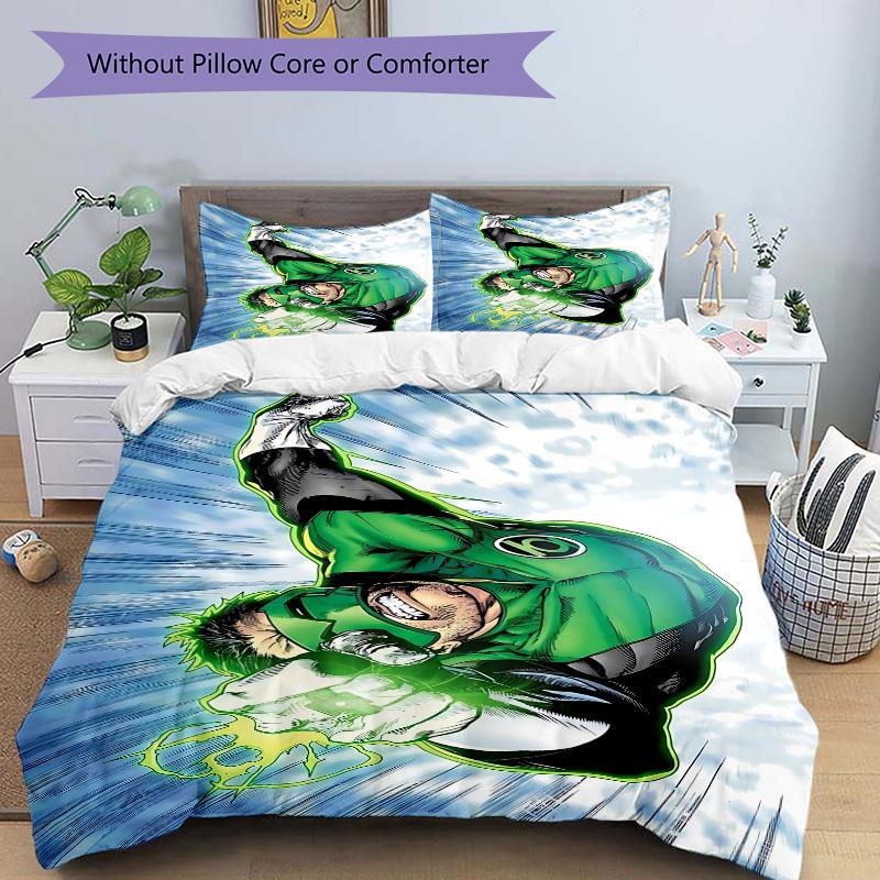 3pcs Green Lantern Cover Set,Soft Comfortable Duvet Cover,Guest Room (1*Duvet Cover + 2*Pillowcases, Without Core) Yy251024062