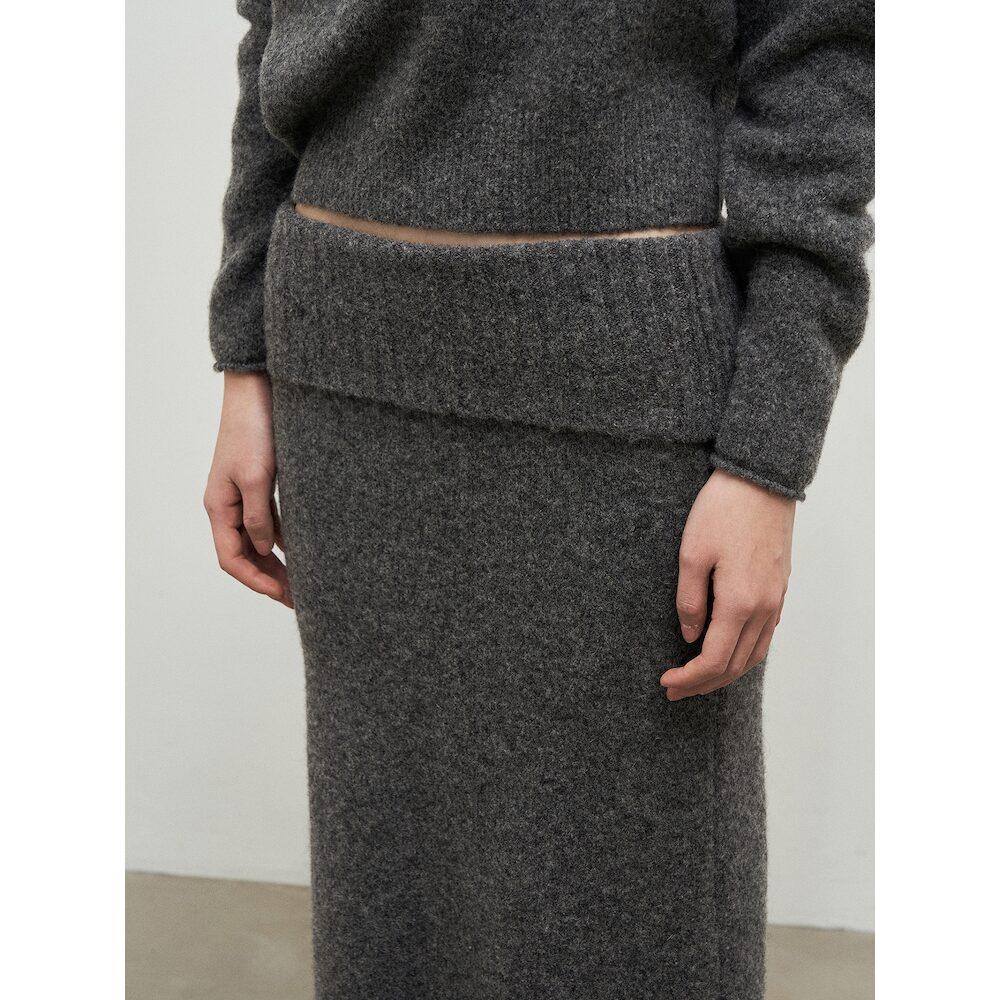 Anggae Llama Blend Long Skirt Gray