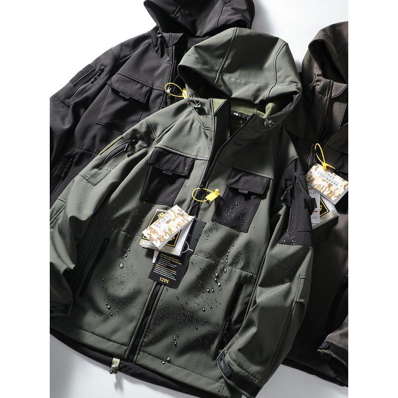 Tactical Soft Shell Jacket Outwear Men's Winter Fleece-lined Thick Windproof Waterproof Trench Coat Export Men's Wear Workwear Jacket