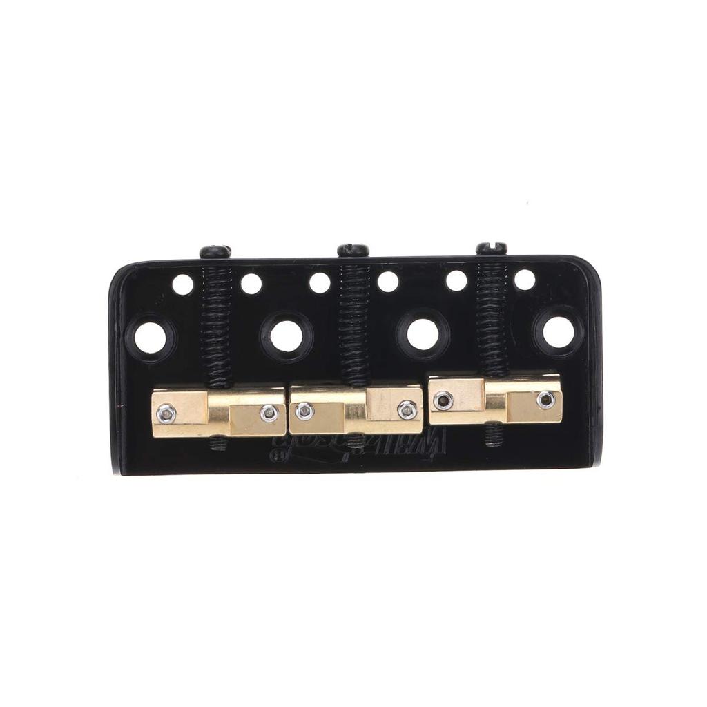 Wilkinson WTBS Short Brass Compensated 3 Saddle Telecaster Bridge for Humbucker Tele Style or Vintage Electric Black Guitar,
