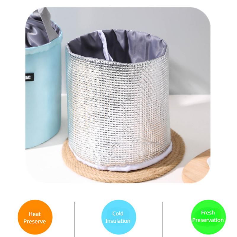 Cold Preserve Bento Bag Insulated Cylindrical Bring Meal Bags Student Office Round Lunch Box Bag Thermal Tote Bag Breast Milk Storage Bag